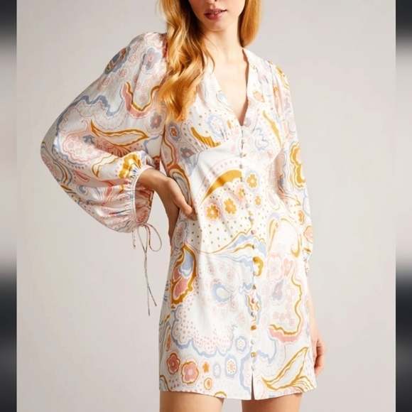 NWT Ted Baker Thelia Exaggerated Sleeve Mini Dress $295 - Picture 3 of 15